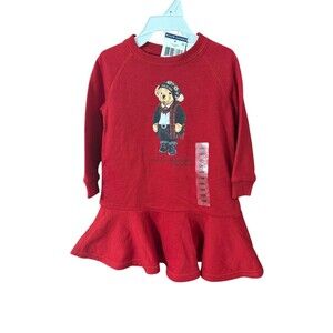 Ralph Lauren Childrenswear Girl's Polo Bear Dress Size 12M Ski Bear W Logo NWT